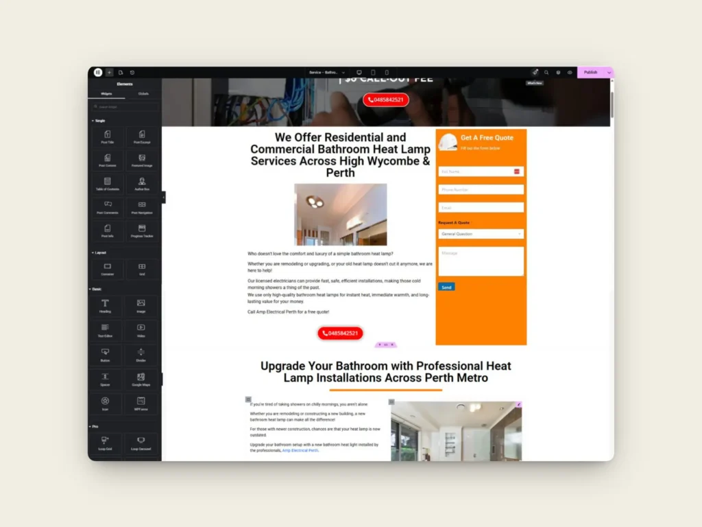 Build - Elementor back end